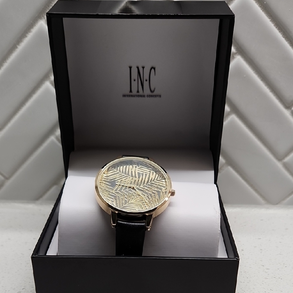 INC International Concepts Gold and Black Women's Watch